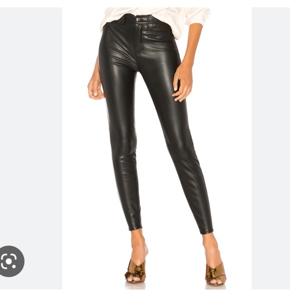 Free People Vegan Leather High Rise Long and Lean Pant in Black Size 26 - Picture 2 of 11